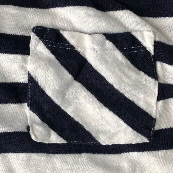 old navy womens short sleeve dress Chest Pocket navy blue white striped Small - Picture 12 of 16